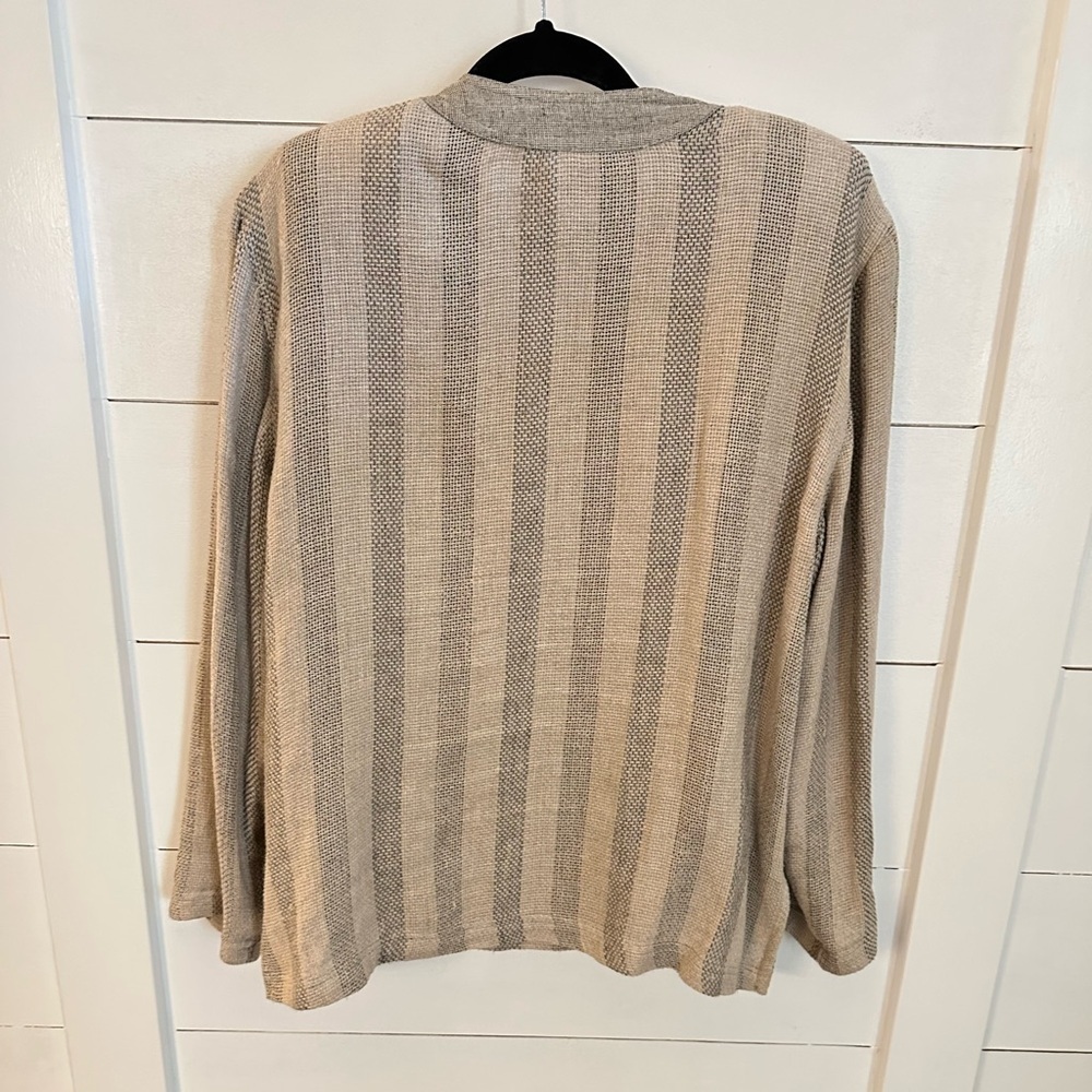 VTG MZM Sport M striped flax linen lagonlook bohemian Y2K 90's vest and jacket - Picture 2 of 16